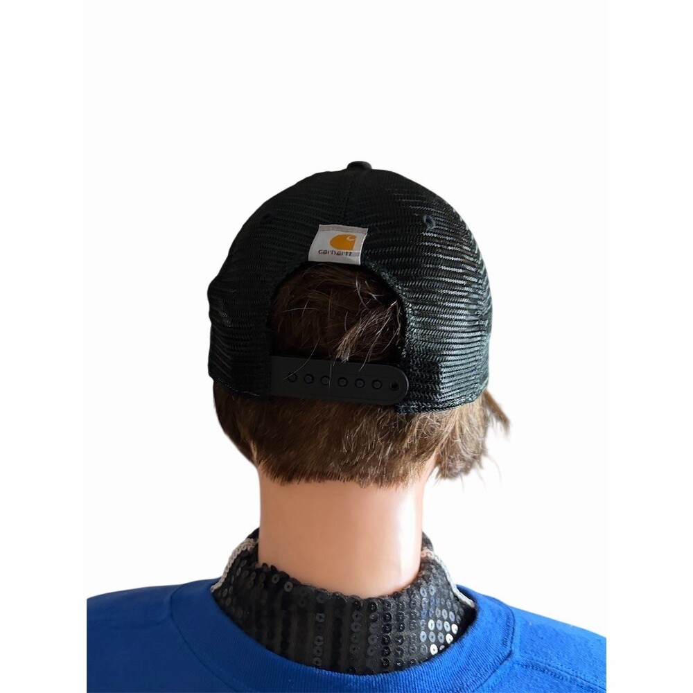 Carhartt Trucker Cap Unisex One Size Black Mesh Back Snapback Script - Picture 3 of 5